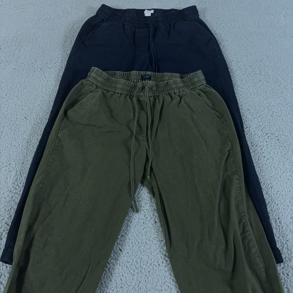 LOT OF 2 J Crew Pants Womens 2 Linen Cotton‎ Crop Baggy Drawstring Boho Beachy